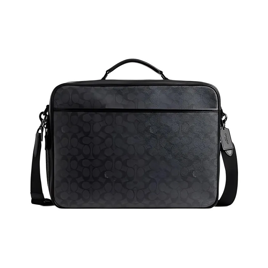 COACH Charter Canvas With Leather Briefcase, Handbag, Shoulder Bag, Crossbody Bag Tubas Men's Black