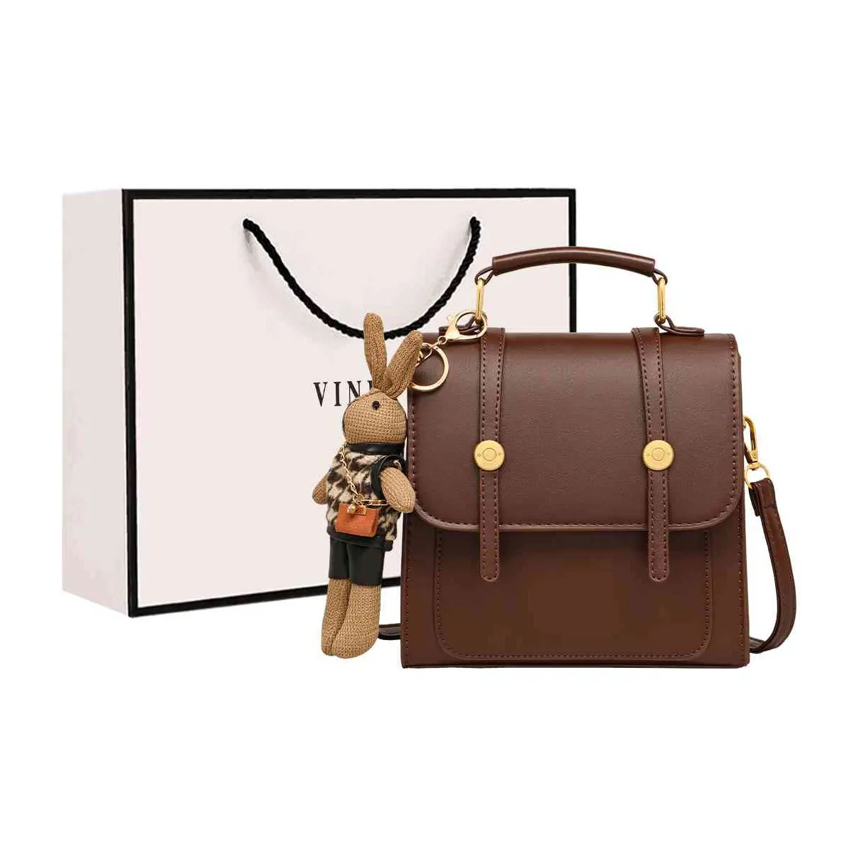 VINEY Рюкзак из коровьей кожи одиночное плечо обычный женский коричневый