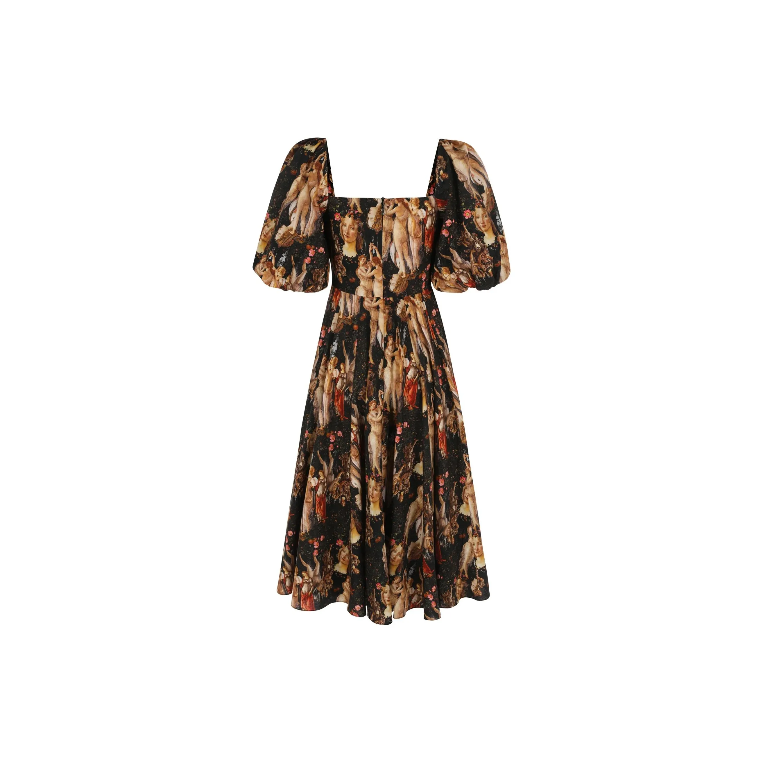 Selkie Collection Short-Sleeved Dresses Women's Black Background Vintage Gods' Garden Print