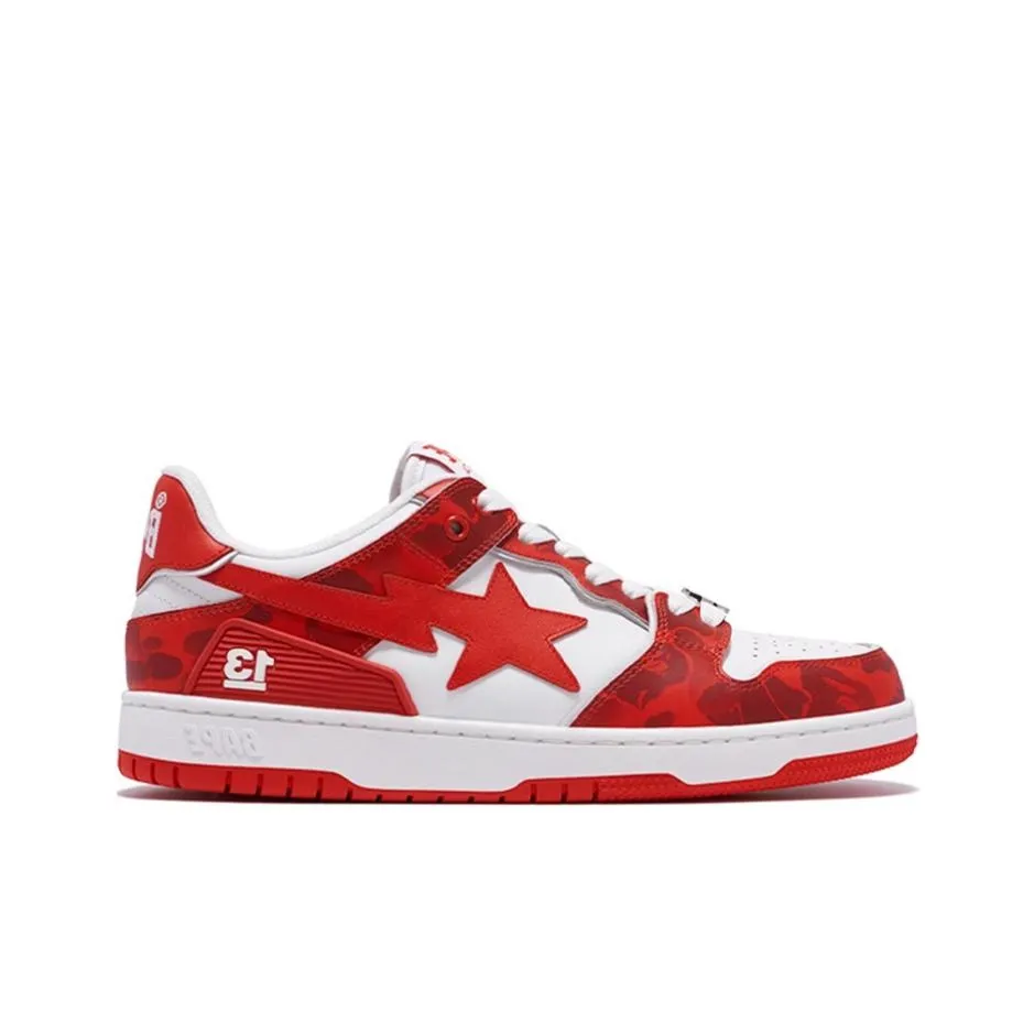 A BATHING APE SK8 STA Low Top Skateboard Shoes Women's Red Anniversary