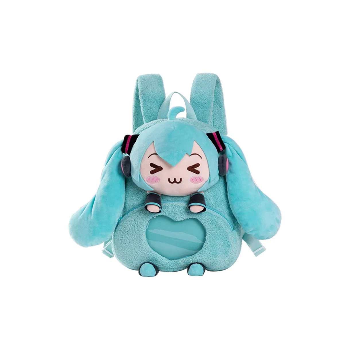 MOEYU Squinting Eyes Hatsune Miku Cute Plush Backpack It-Bag MOEYU Squinting Eyes Hatsune Miku Милый Плюшевый Рюкзак Ит-Сумка