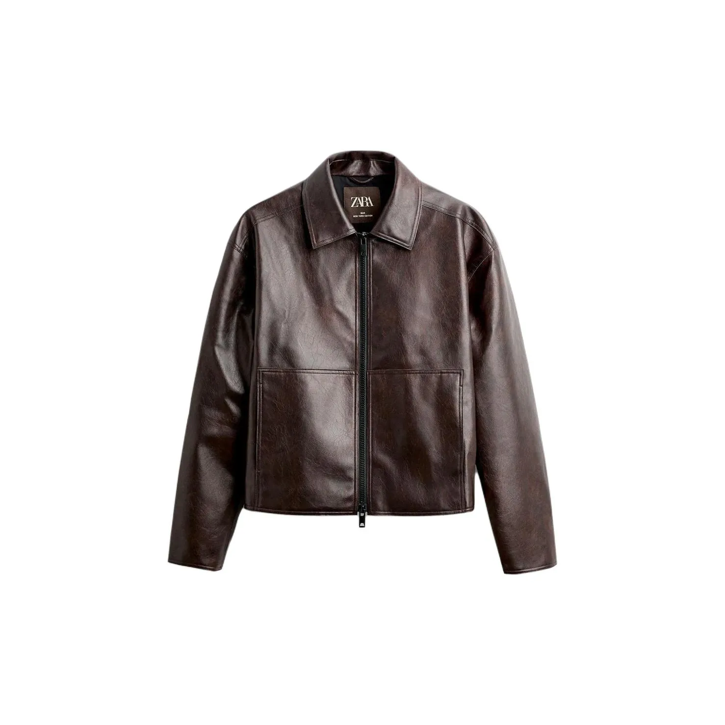 ZARA Leather Jacket Men's Dark Brown