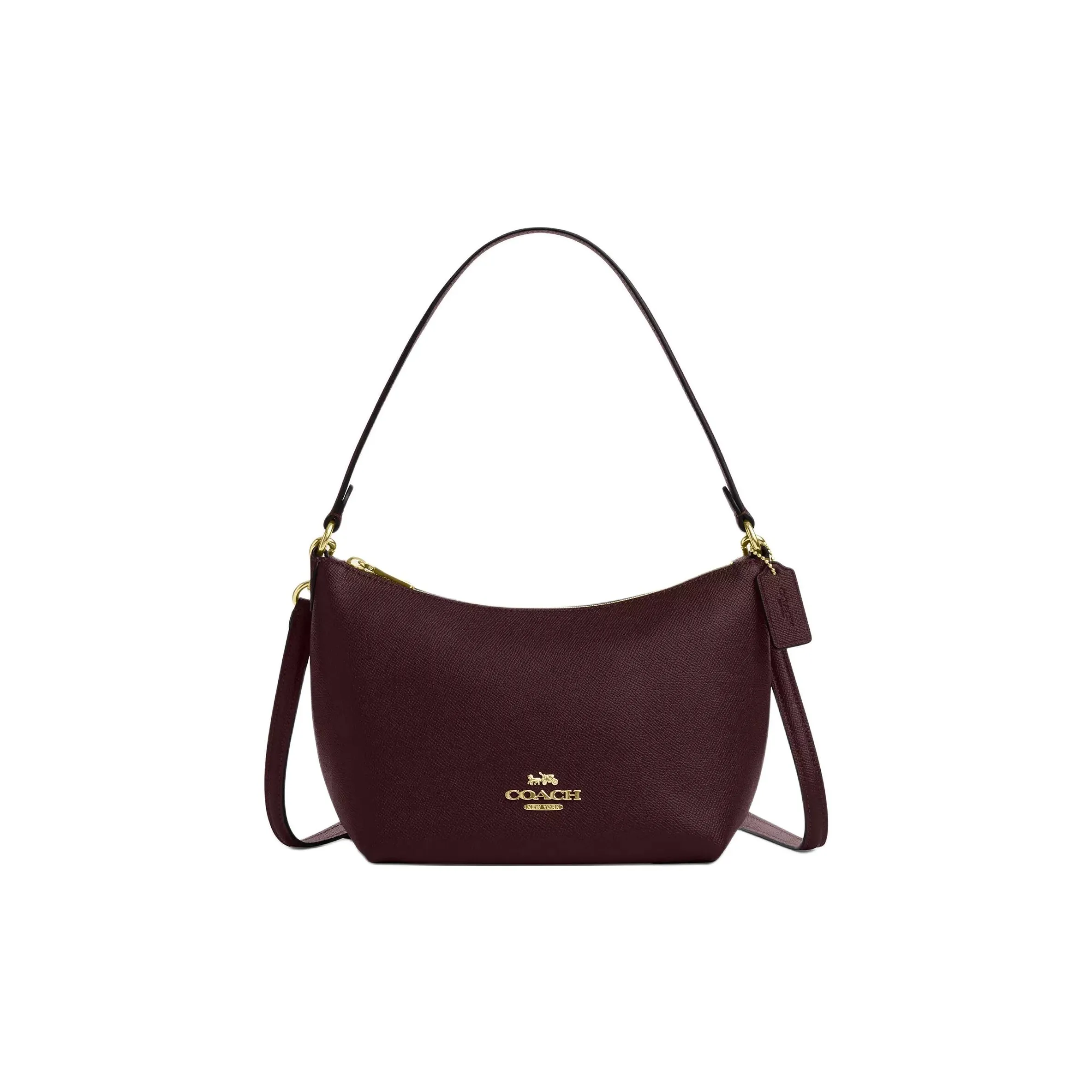 COACH Cross-Stitch Leather Shoulder Bag Crossbody Bag Handbag Logo Size Women's Merlot