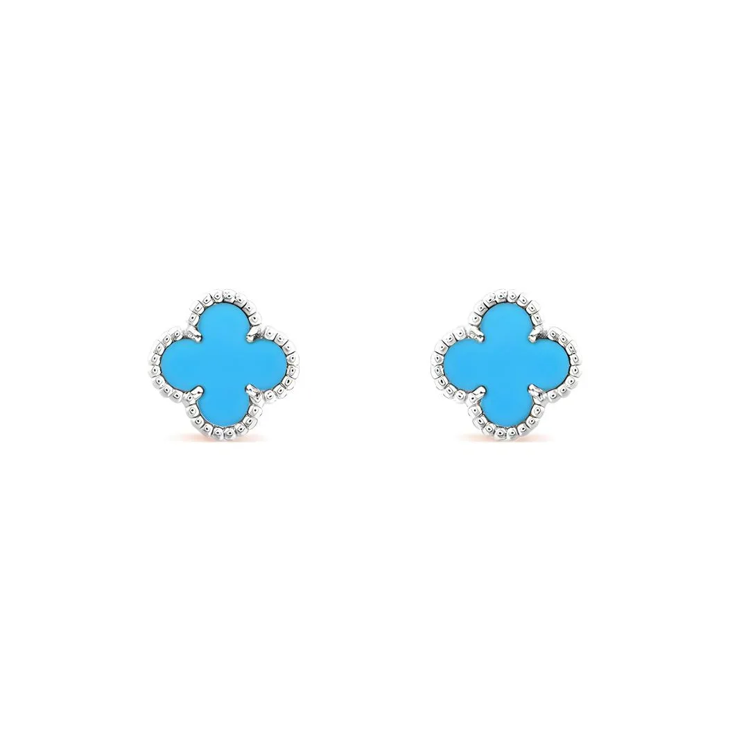 Van Cleef & Arpels 18K Gold Stud Earrings Women's Blue