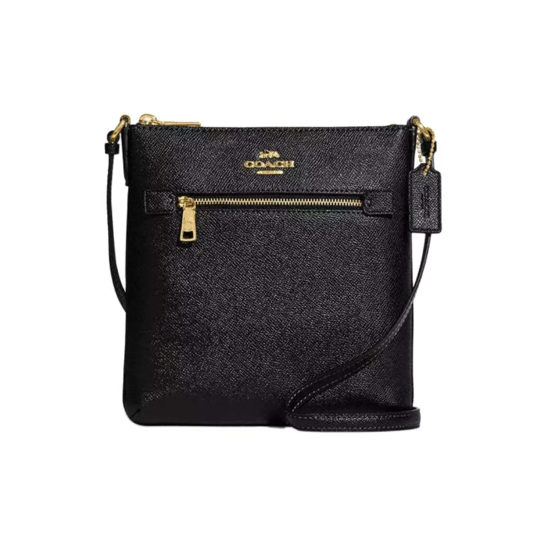 COACH Rowan Переработанная кожа Сумка через плечо Сумка на плечо Мини Женская Черная