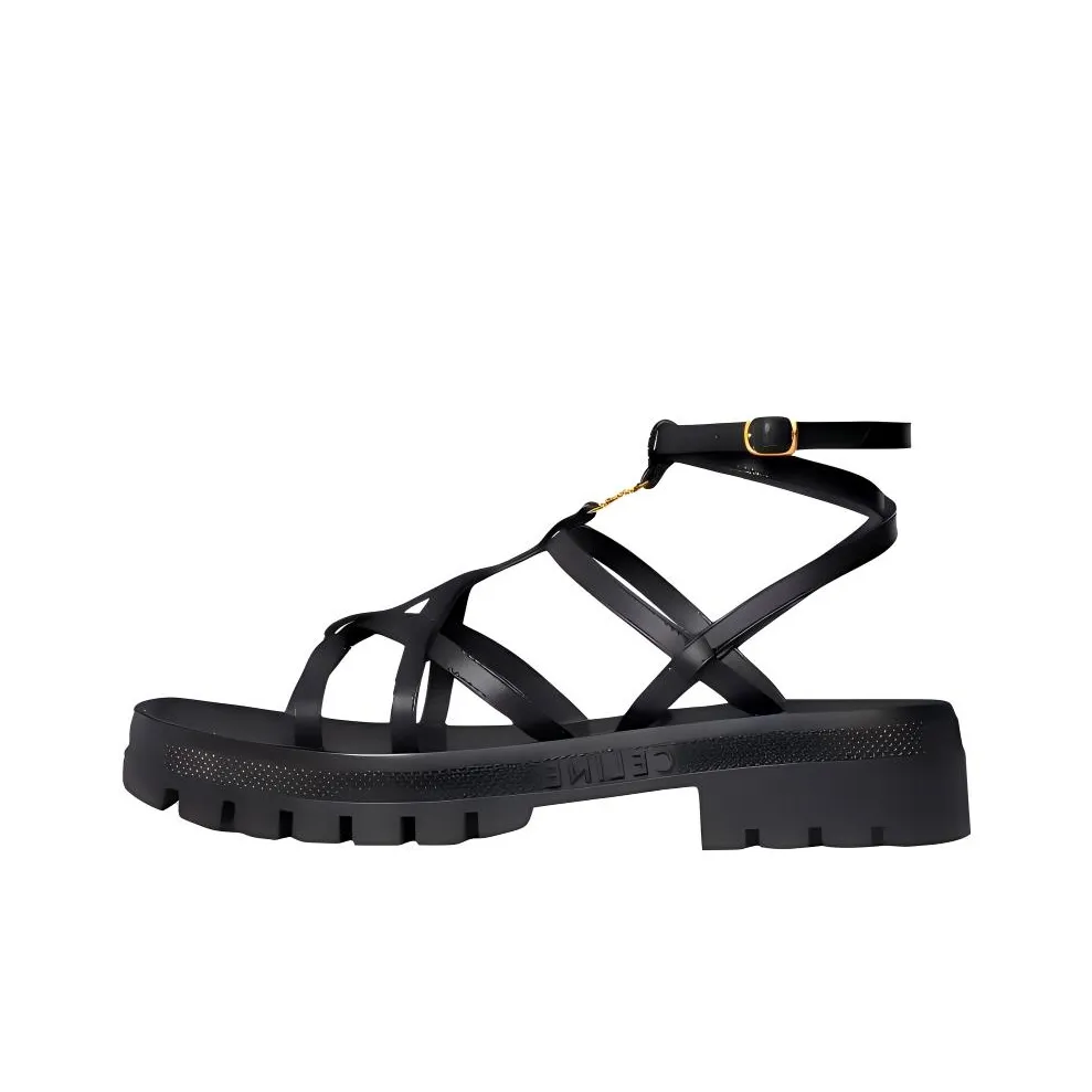 CELINE Clea Triomphe Roman Sandals Women's Black