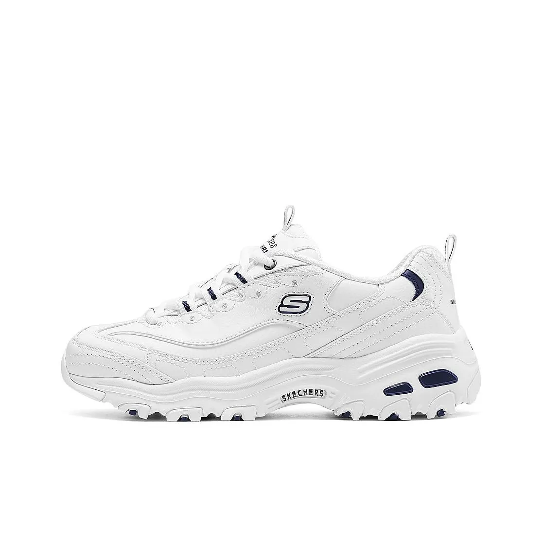 Skechers D'LITES 1,0 Высота Увеличивающие Низкие Кроссовки с Толстой Подошвой Женские Белые