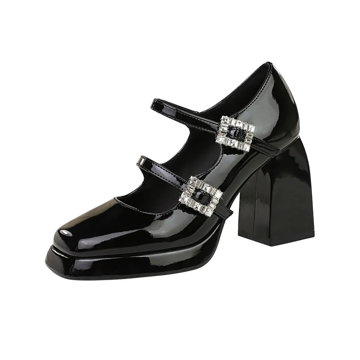 Bamiti As if treading on level ground Грубый каблук Туфли Мэри Джейн 9CM Женские