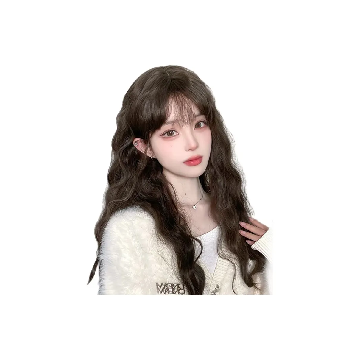 JUZIYE Длинный набор париков с кудрявыми волосами цвет холодный коричневый