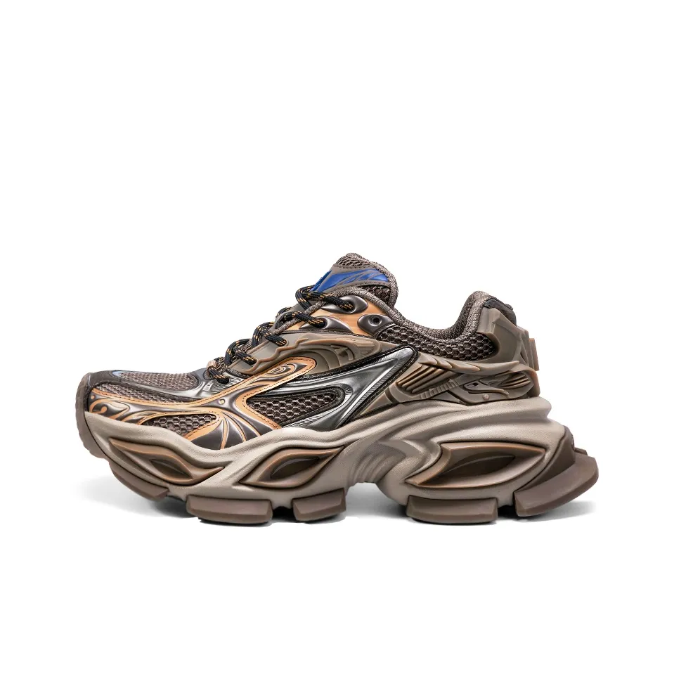 OGR Cross Eyed GAZE MAX Anti Slip And Wear Resistant Height Increasing Low Top Chunky Sneakers Unisex Brown