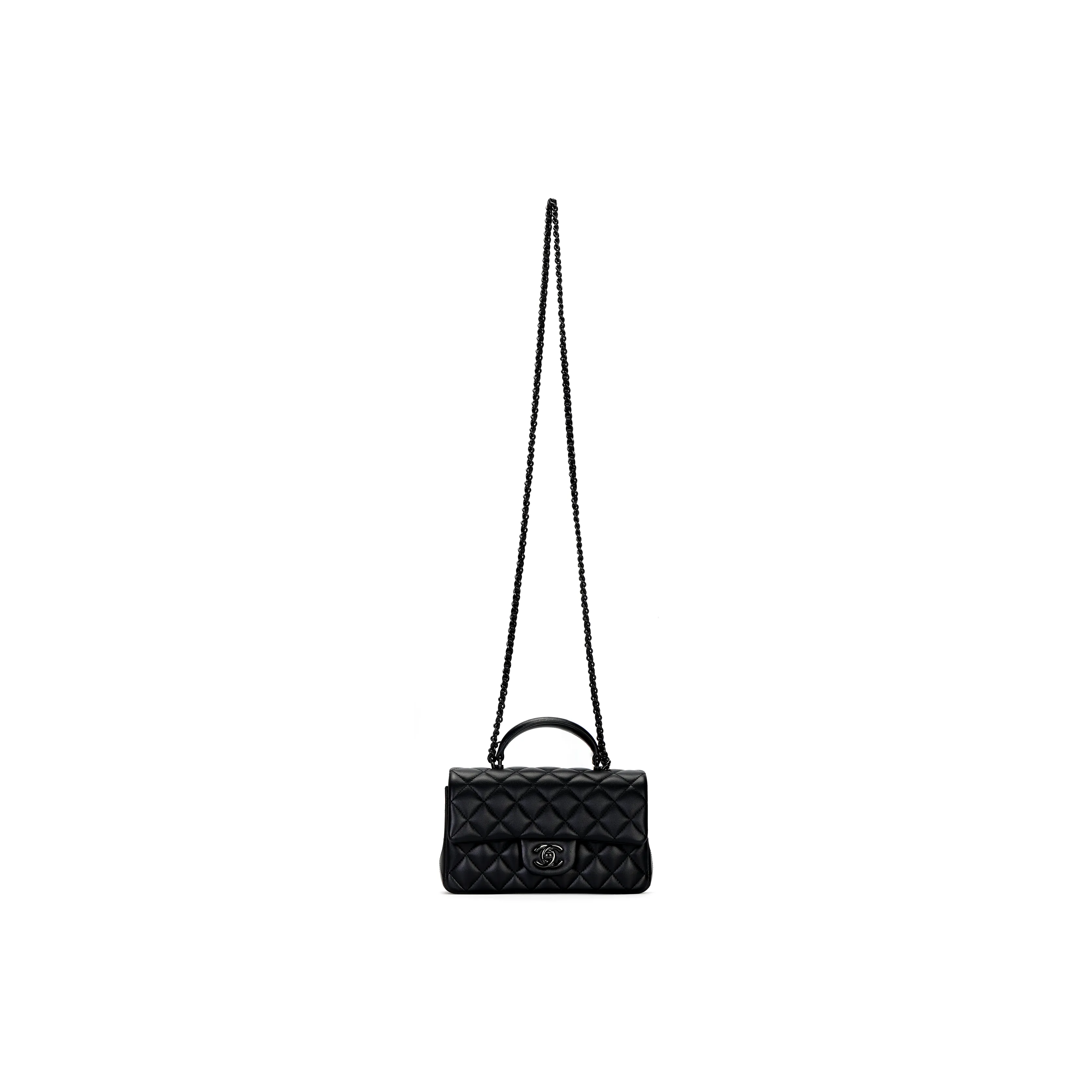 CHANEL Classic Flap CF Leather Crossbody Handbag Women's Black