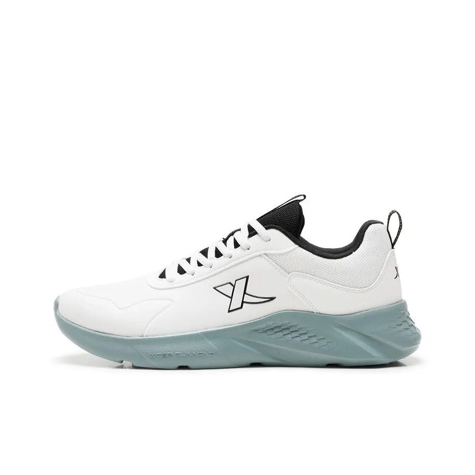 XTEP Non-slip Wear-resistant Shock Absorption Low-Top Casual Running Shoes Men's Sail White Silver Fish Green