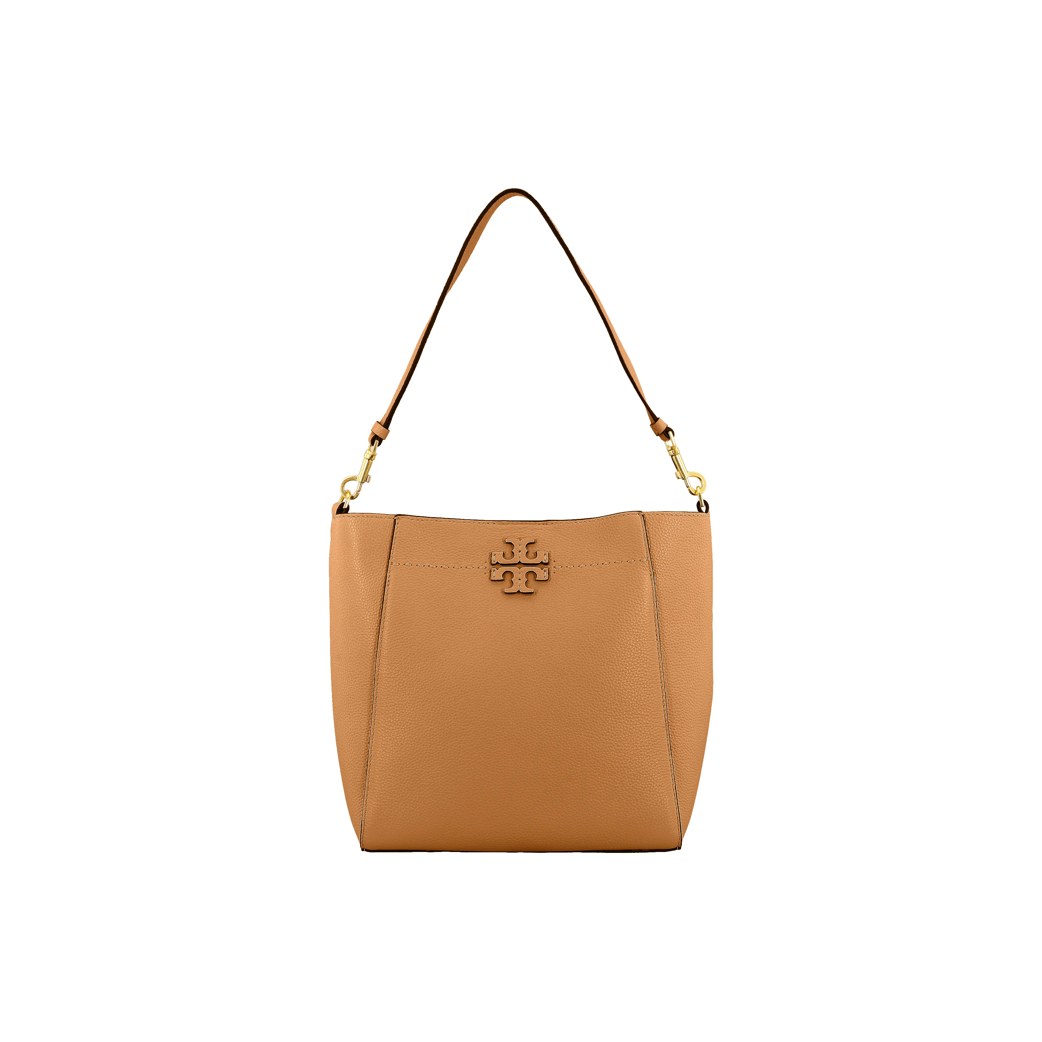 TORY BURCH McGraw Litchi Grain Cow Leather Bucket Bag Hobo Bag Shoulder Bag Handbag Regular Women's Brown