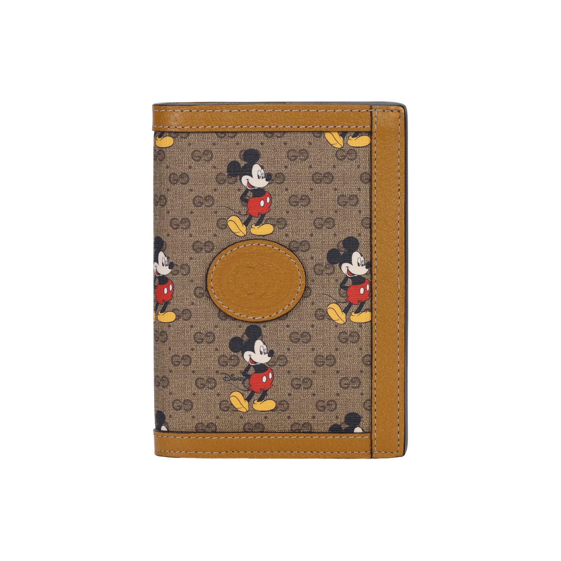 GUCCI Canvas With Leather Passport Holder Small Size Unisex Ebony & Brown
