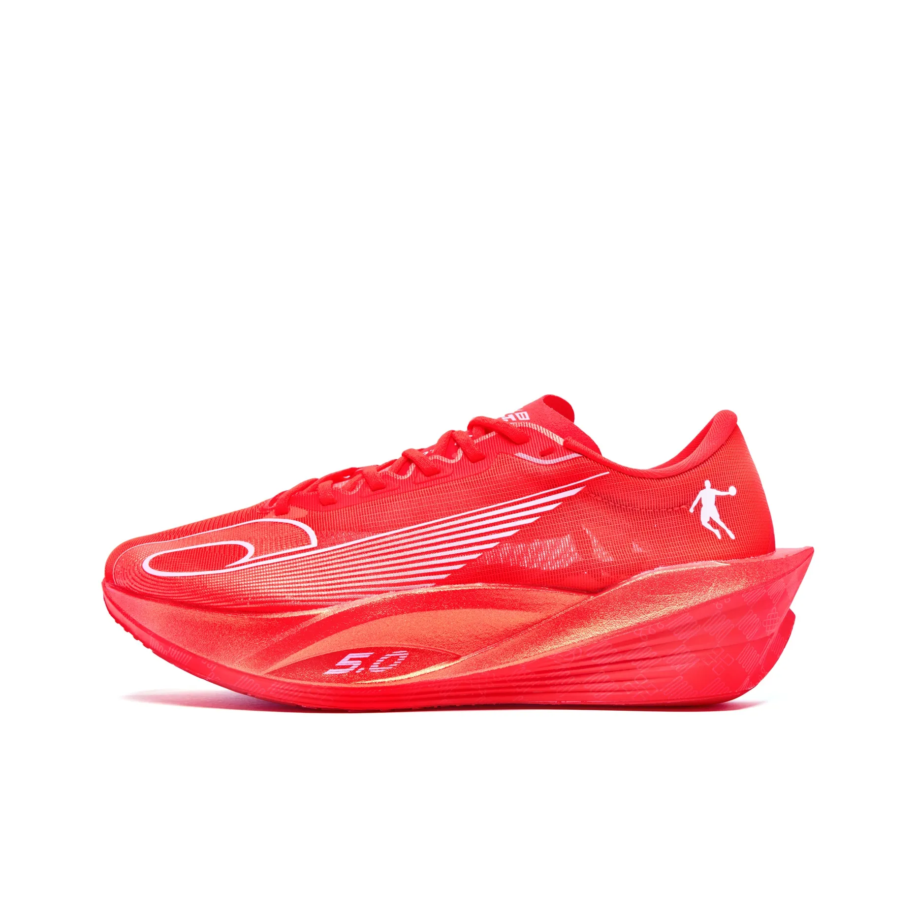 QIAODAN Phantom PB5,0 Беговые кроссовки Низкий топ Пламя Красный Джордан Белый Женские