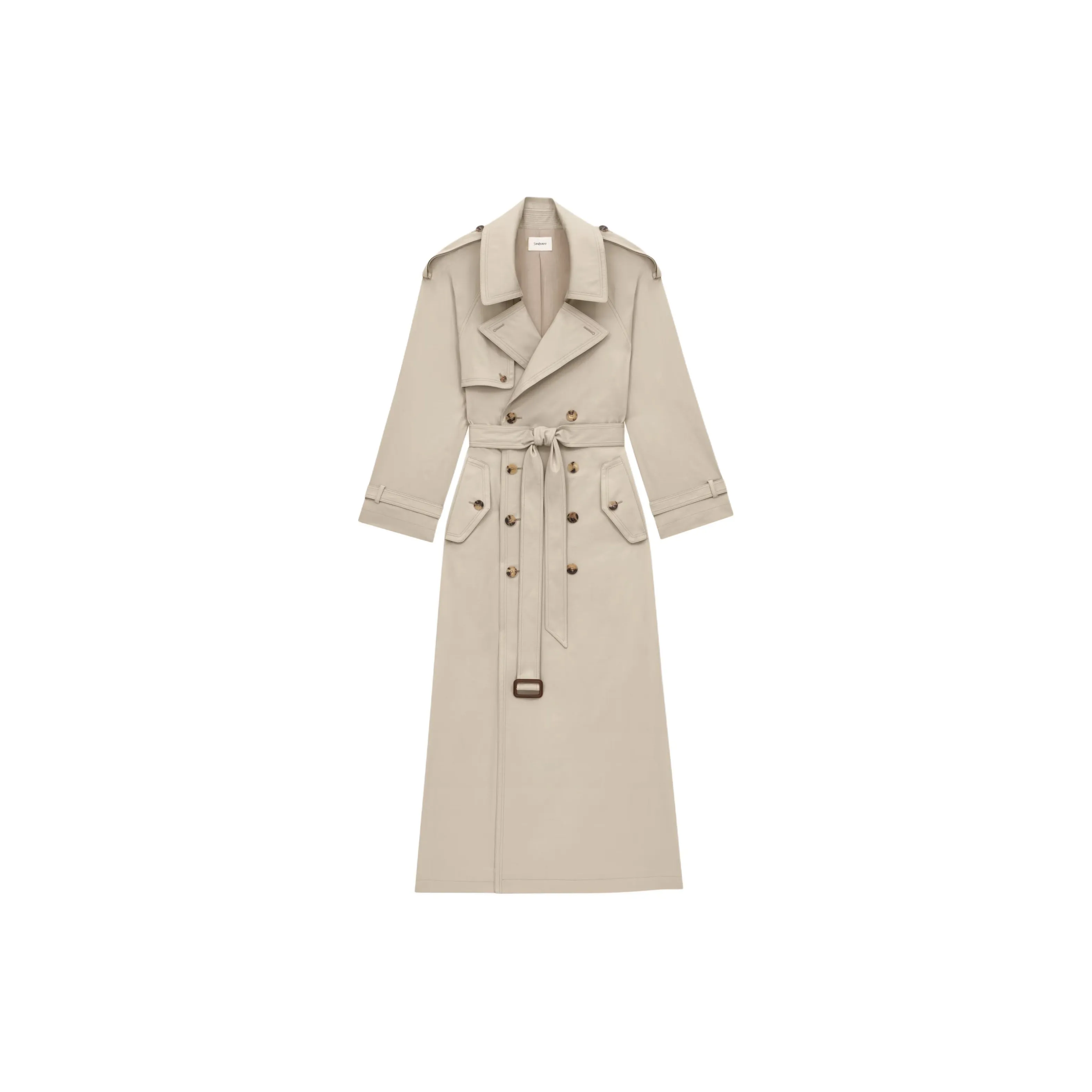 SAINT LAURENT Long Trench Coat 'Beige Clair'