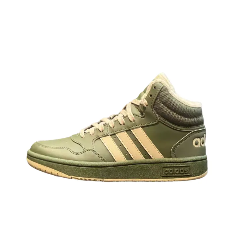 Adidas Hoops Slip-Resistant Thermal MID Топ Детские Скейтбординги Зеленый Подростки