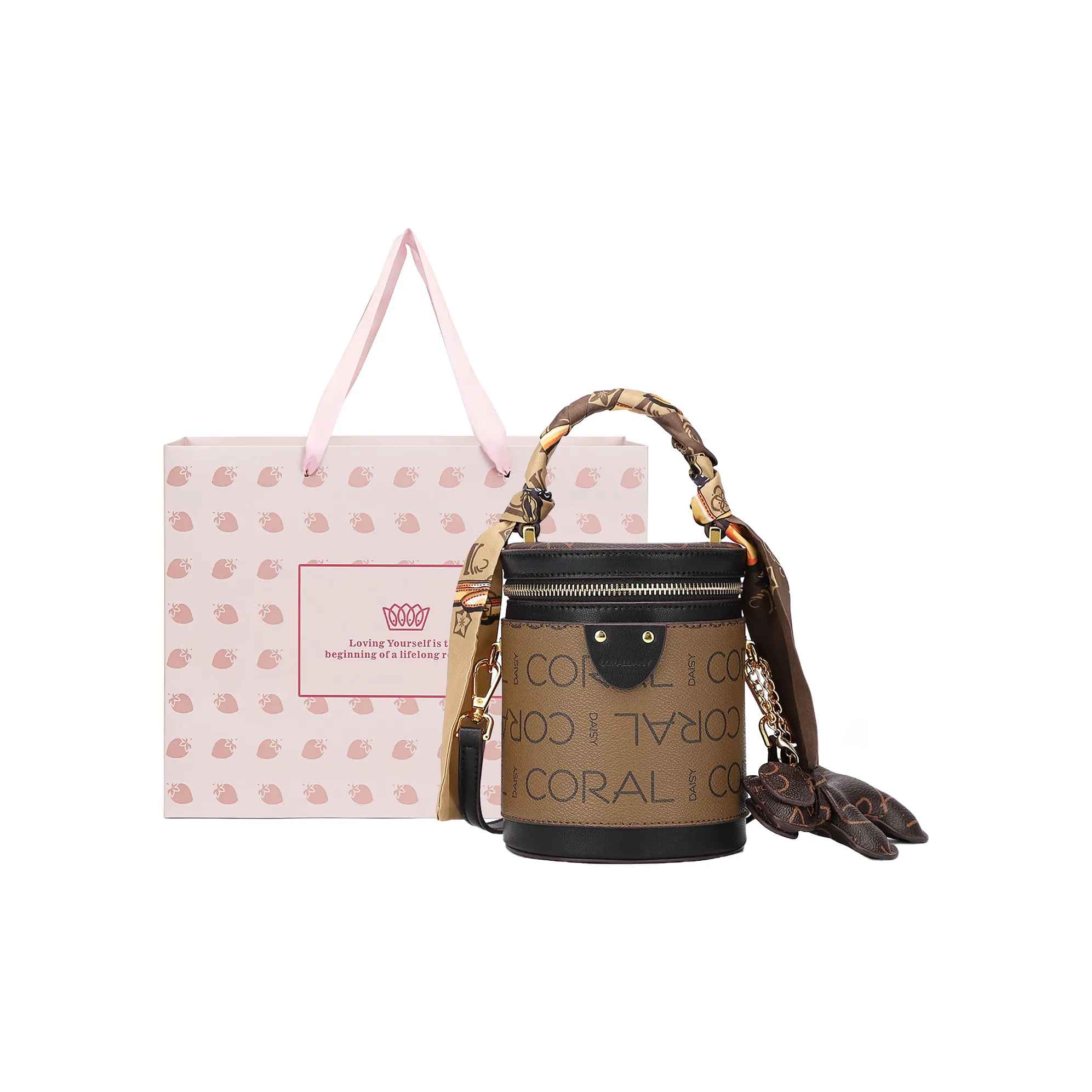 CORALDAISY Синтетическая кожа ведрообразная сумка одно плечо обычная женская сумка CAMEL