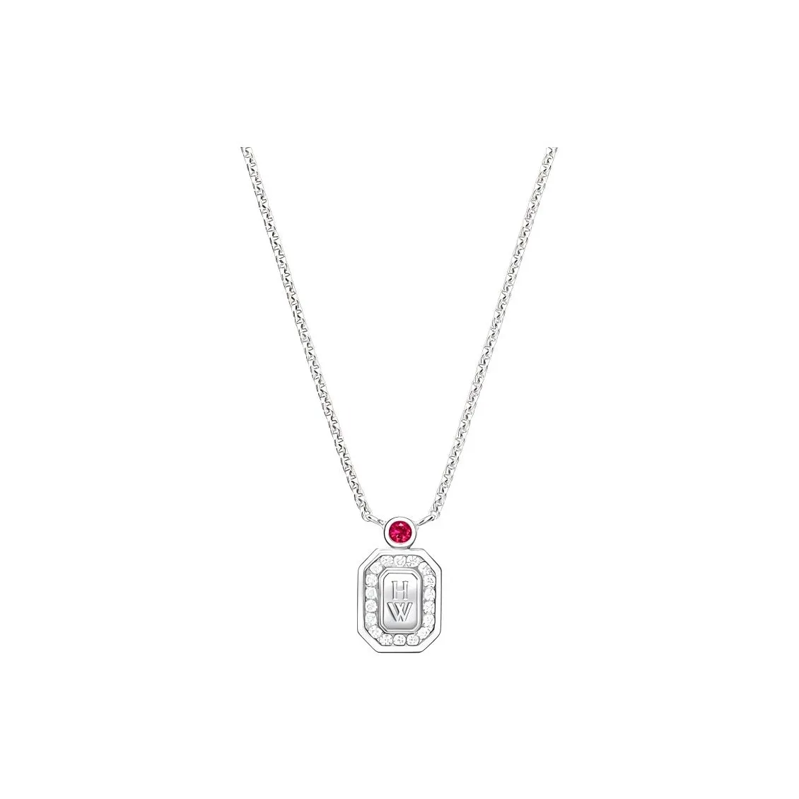 HARRY WINSTON Logo Series 18K White Gold, Ruby, Platinum, Diamond Necklaces Women's Silver