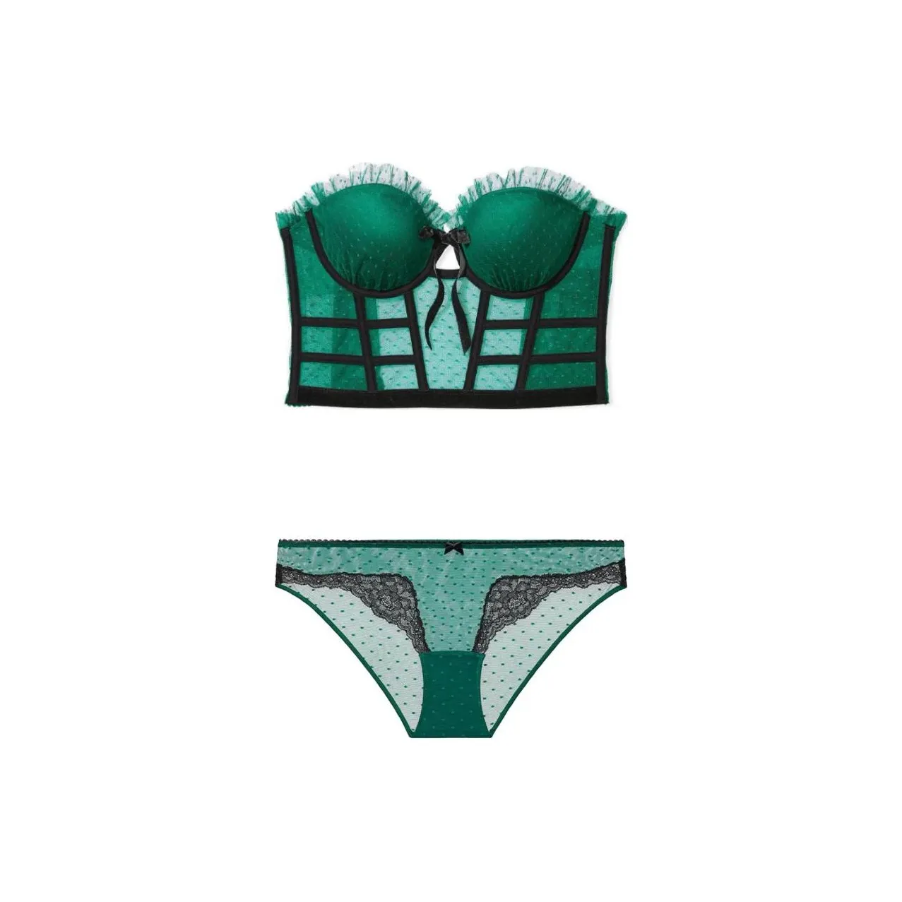 Victoria's Secret Комплект нижнего белья Женское Зеленый в горошек