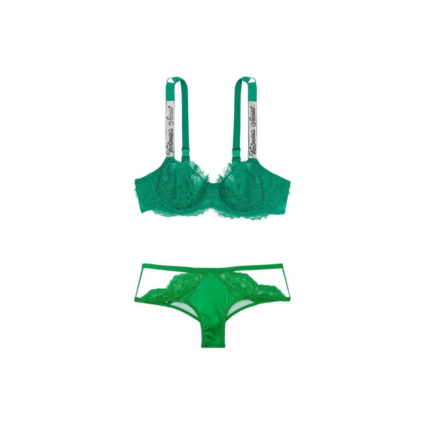 Victoria's Secret Комплект нижнего белья Женское Зеленое Ромб