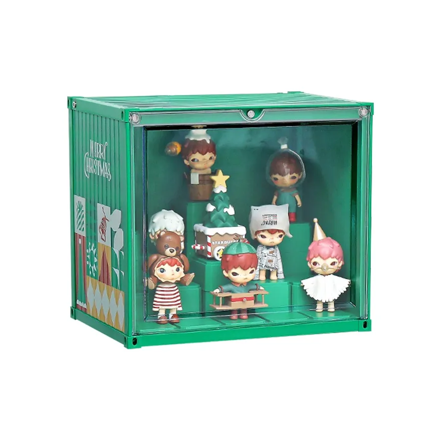 JINGGUAN Christmas Luminous Container Trendy Toy Figure Display Case Finished Product Model Accessories