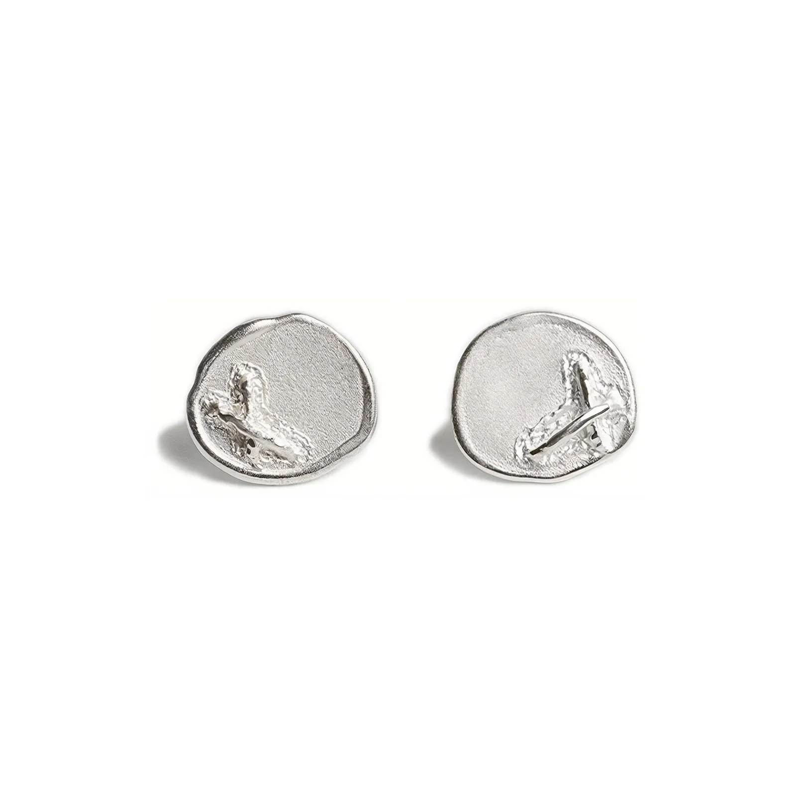 M.Wong 925 Sterling Silver Burned White Distressed Stud Earrings Unisex