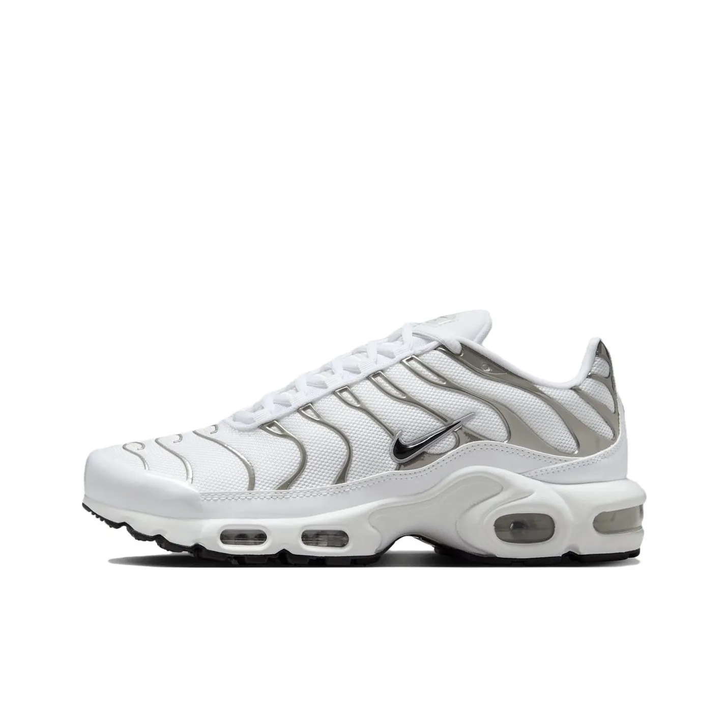 Nike Air Max Plus Дышащий Поддерживающий Низкий Топ Повседневные Беговые Кроссовки Женские Белые Серебряные