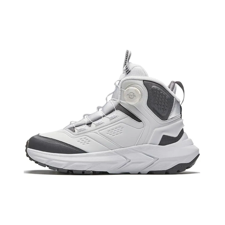 ANTA Wild PRO Slip-resistant Abrasion-resistant High Top Casual Shoes Men's White Gray ANTA Wild PRO Противоскользящая Устойчивая к истиранию Высокий Топ Повседневная Обувь Мужская Белый Серый