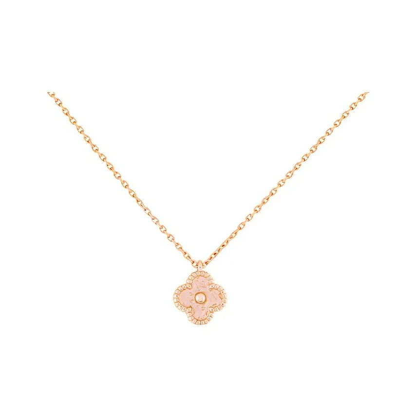 Van Cleef & Arpels Alhambra Four Leaf Lucky Series 18K Rose Gold Necklaces Women's Rose Gold, Single Flower