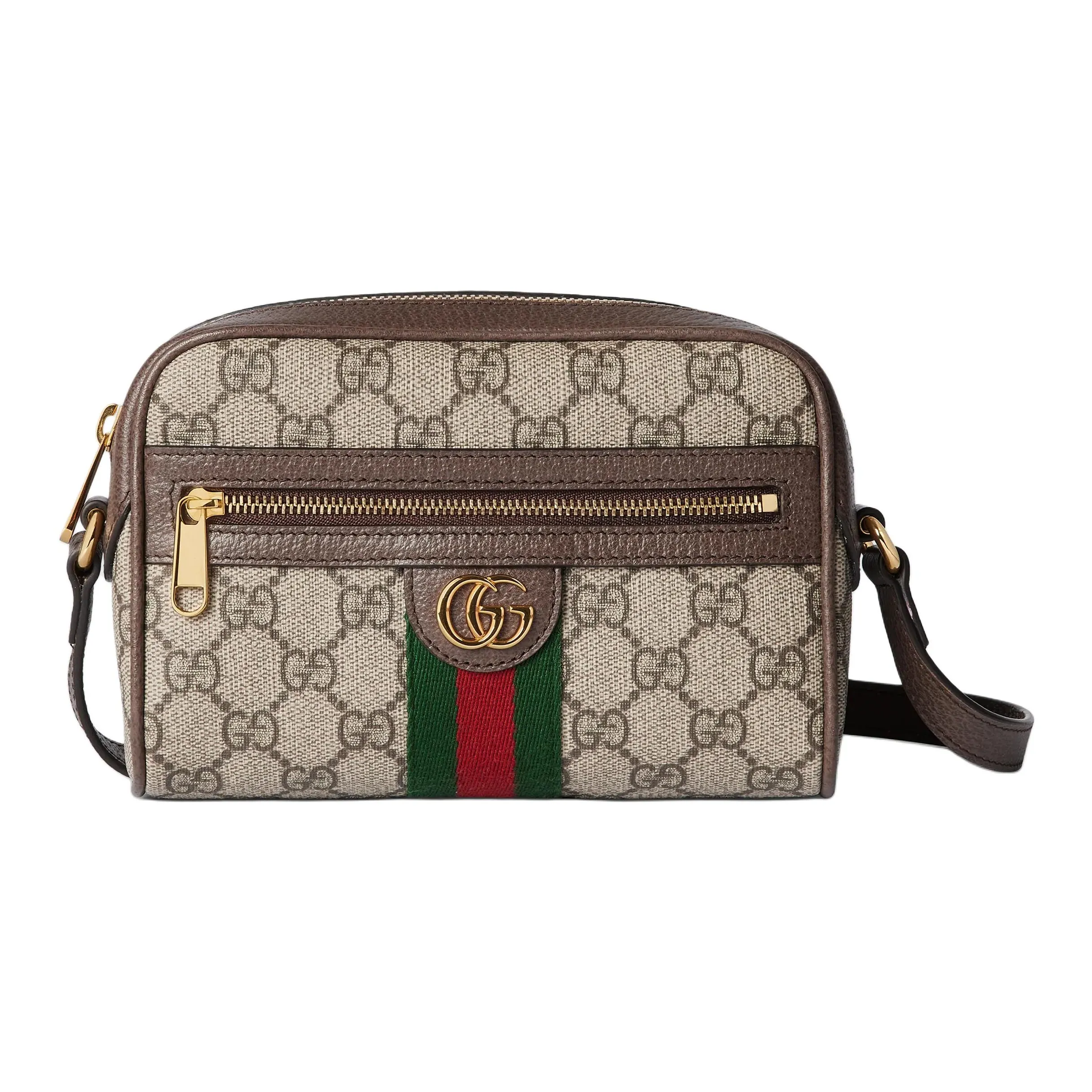 GUCCI Ophidia GG Supreme Canvas Shoulder Bag Mini Women's Beige & Dark Brown