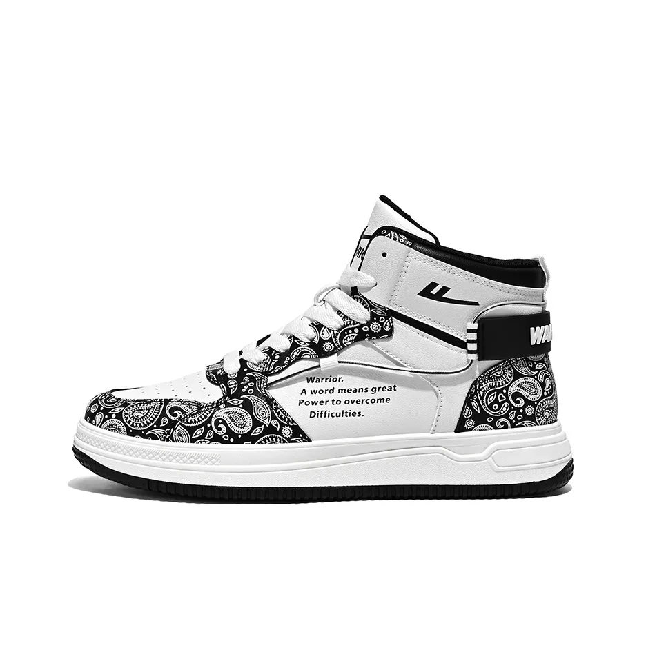 Warrior Slip-Resistant и Abrasion-Resistant Поддержка Высокие Кроссовки для Скейтбординга Унисекс Белый Черный