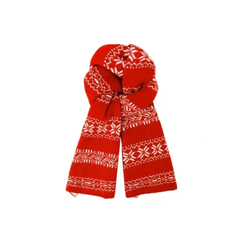PISHUSHU Акриловые вязаные шарфы унисекс рождественского красного цвета