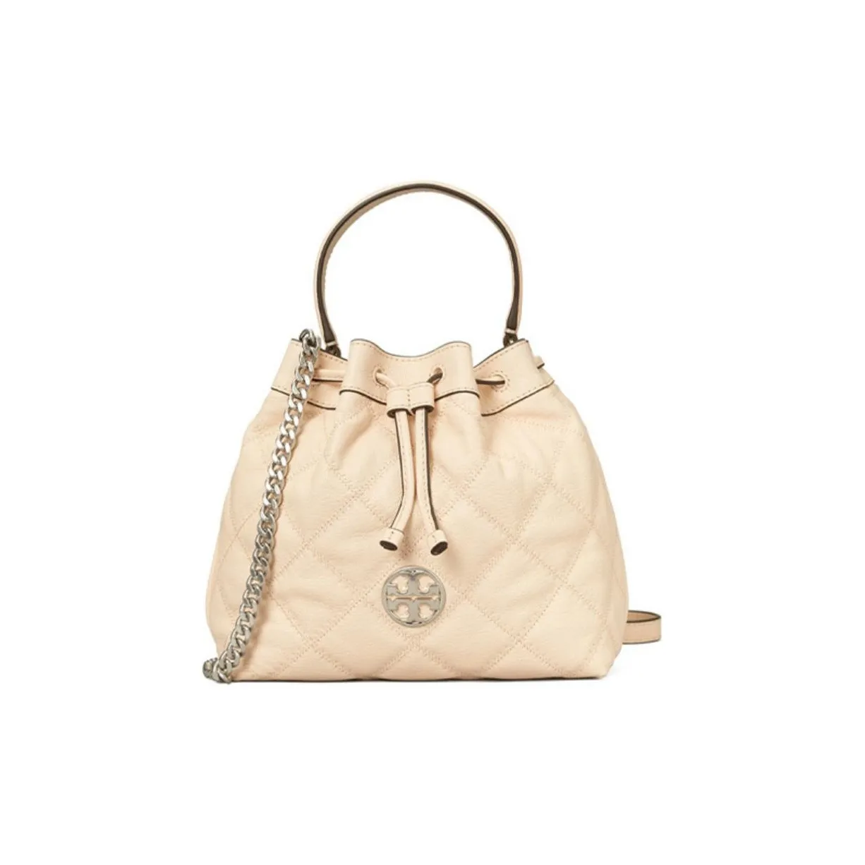 TORY BURCH Soft Leather Bucket Bag, Shoulder Bag, Handbag, Crossbody Bag Small Size Women's Cream White