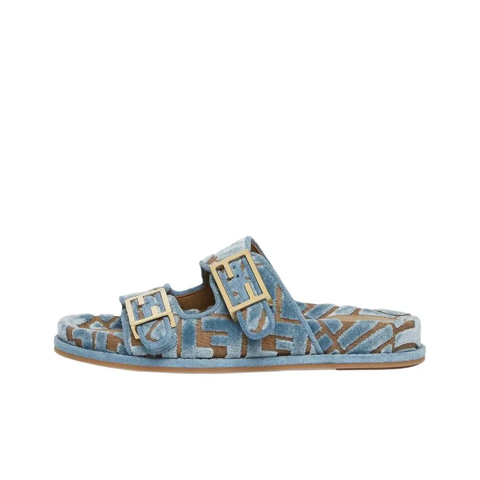 FENDI Ff Jacquard Slip On Slides Women's
