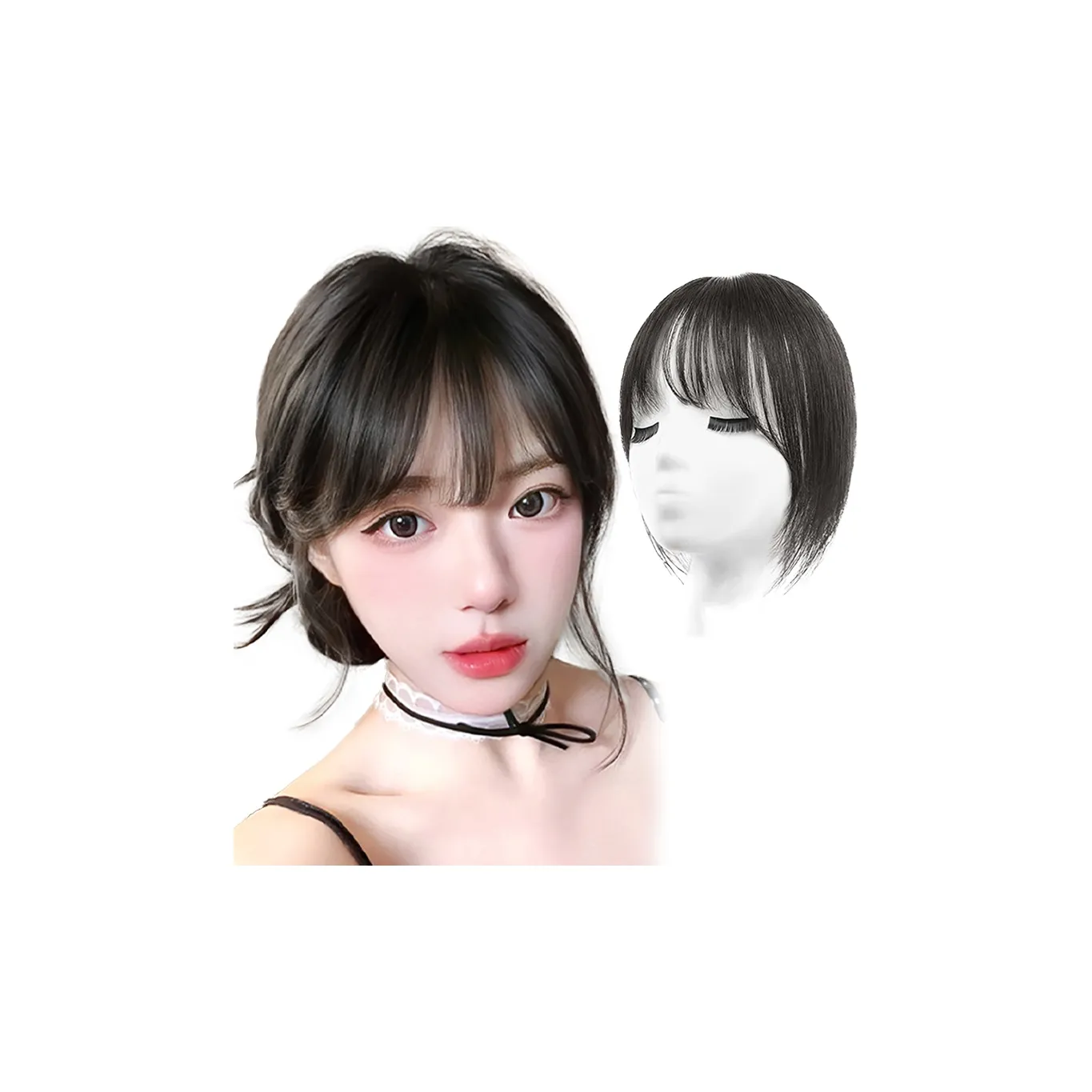 MUYAN Французский Liu Hai Перука PIECES Женская Короткая Прямая Волосы