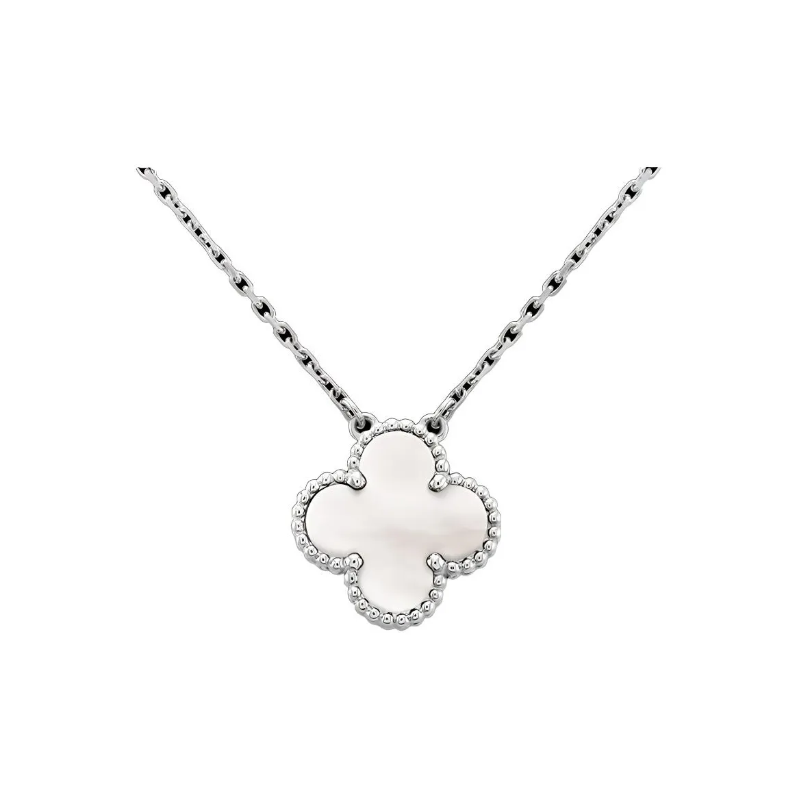 Van Cleef & Arpels Alhambra Four Leaf Lucky Series Mother Of Pearl Necklaces Women's Silver