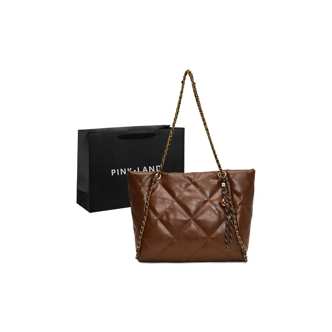 PINK·LAND ПУ (полиуретан) Сумка-тоут Сумка для покупок Сумка через плечо Сумка на плечо Женская Коричневый Черный Кофейный Экрю