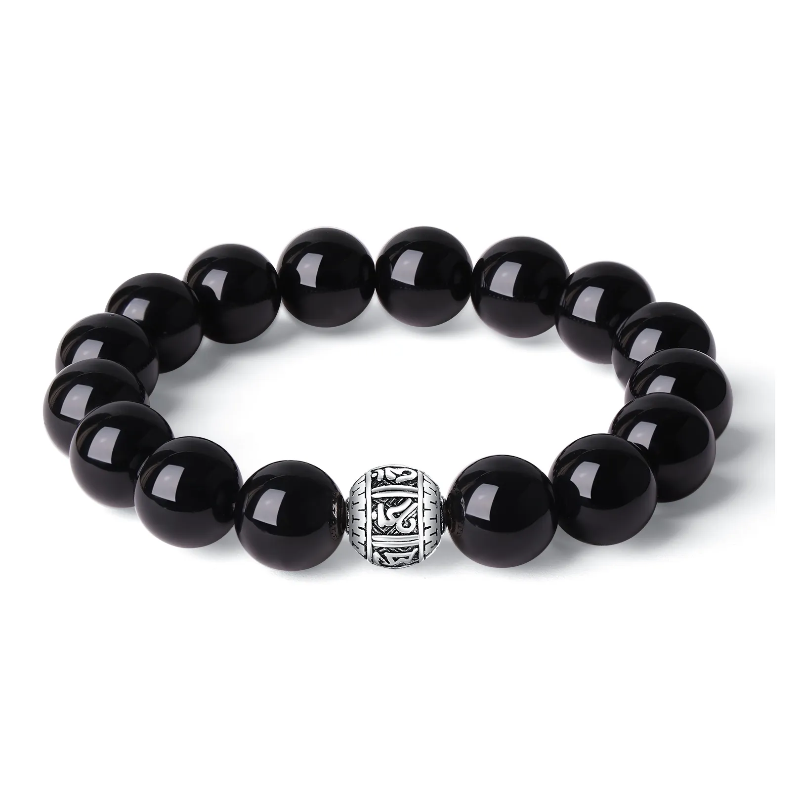 VANA Obsidian Beaded Bracelet Men's