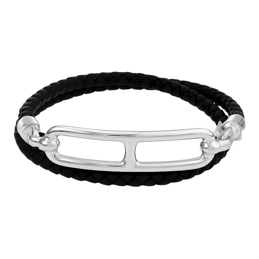 HERMES Calfskin Bracelets Women's Black