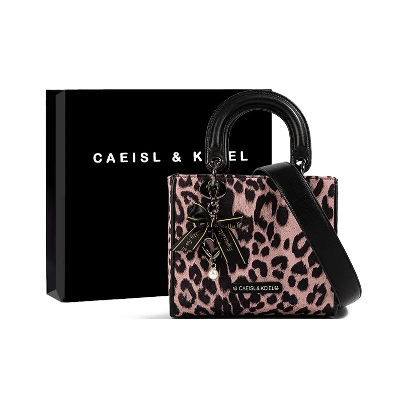 CAEISL KCIEL ПУ (полиуретан) Сумка Женская Леопардовый принт и Розовый Черный