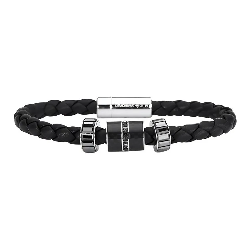 Swarovski Faux Crystal Fortune Bead Bracelet Men's Black