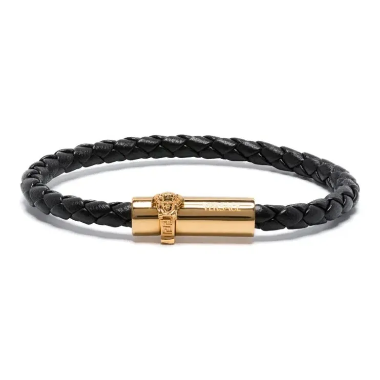 VERSACE Medusa Studded Leather Bracelet