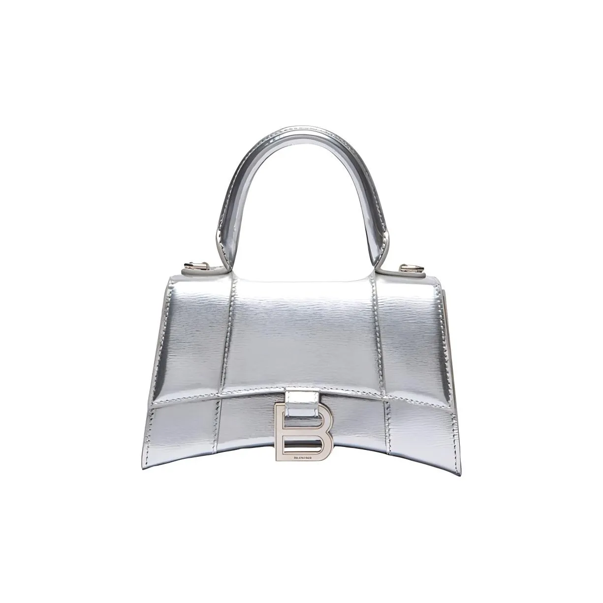 Balenciaga Hourglass Calfskin Handbag Women's Silver
