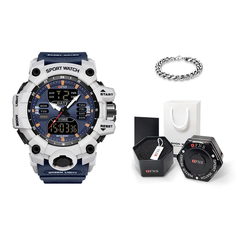 OFNS Электронные + кварцевые часы Мужские 55мм*55мм*17,5мм Черный
