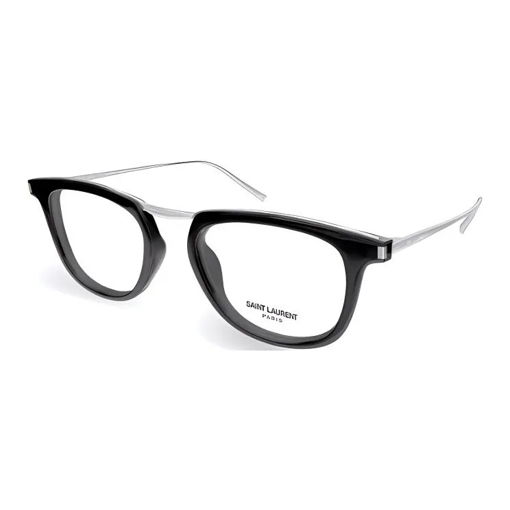 SAINT LAURENT Пластиковая оправа металлическая поддержка квадратные оправы для очков унисекс черный серебряный