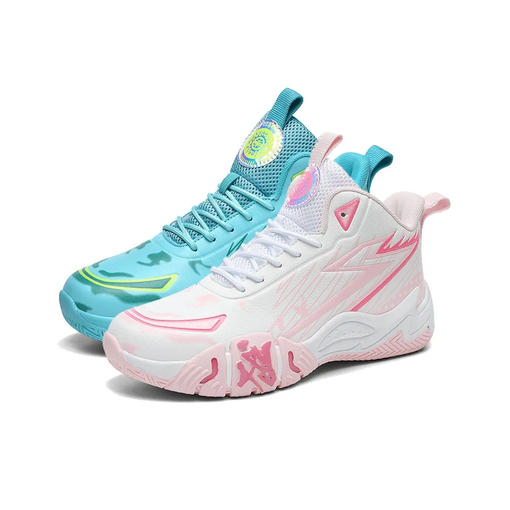 Черные баскетбольные кроссовки с хвостом оленя MID, верх розовый, синий, несовпадающие, унисекс