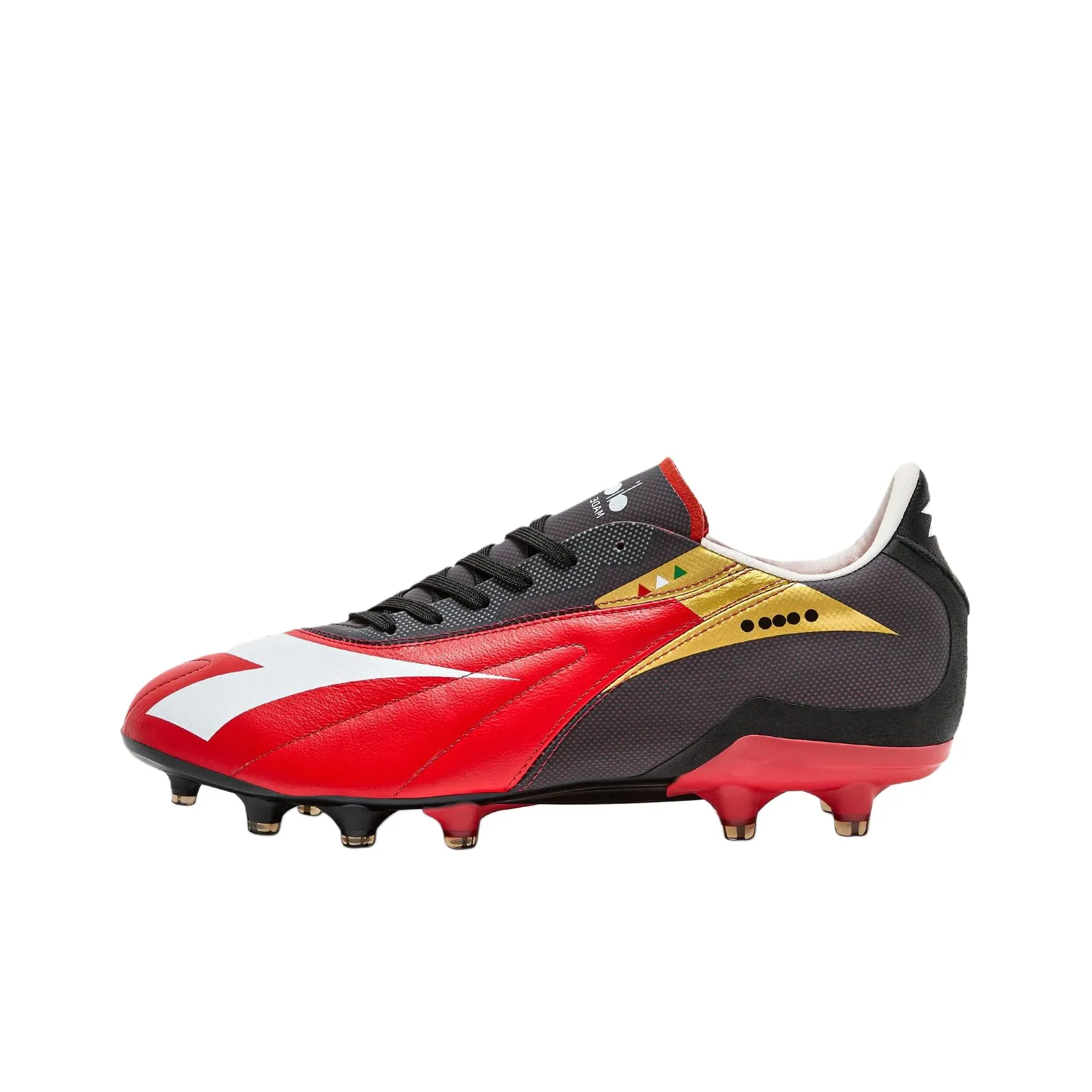 Diadora Slip Resistant, Abrasion Resistant, Lightweight Soccer Shoes Men's Red White Black