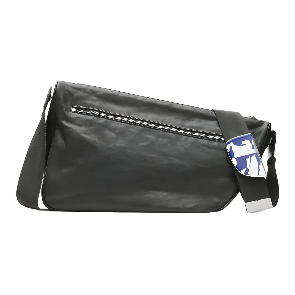 Burberry Shield Lambskin Messenger Bag Crossbody Bag Shoulder Bag Large Size Men's Slate Color