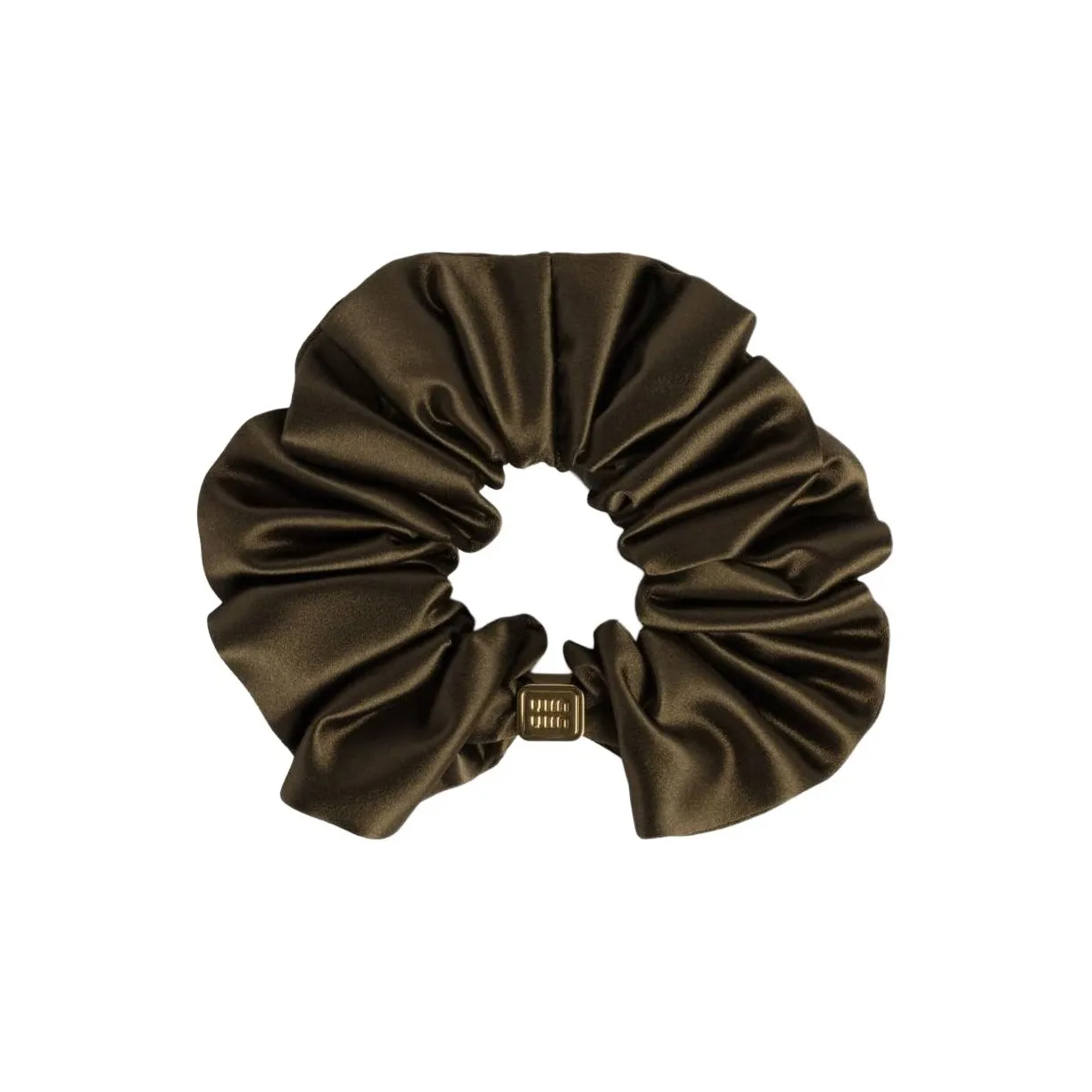 MIU MIU Army Green Satin Scrunchie